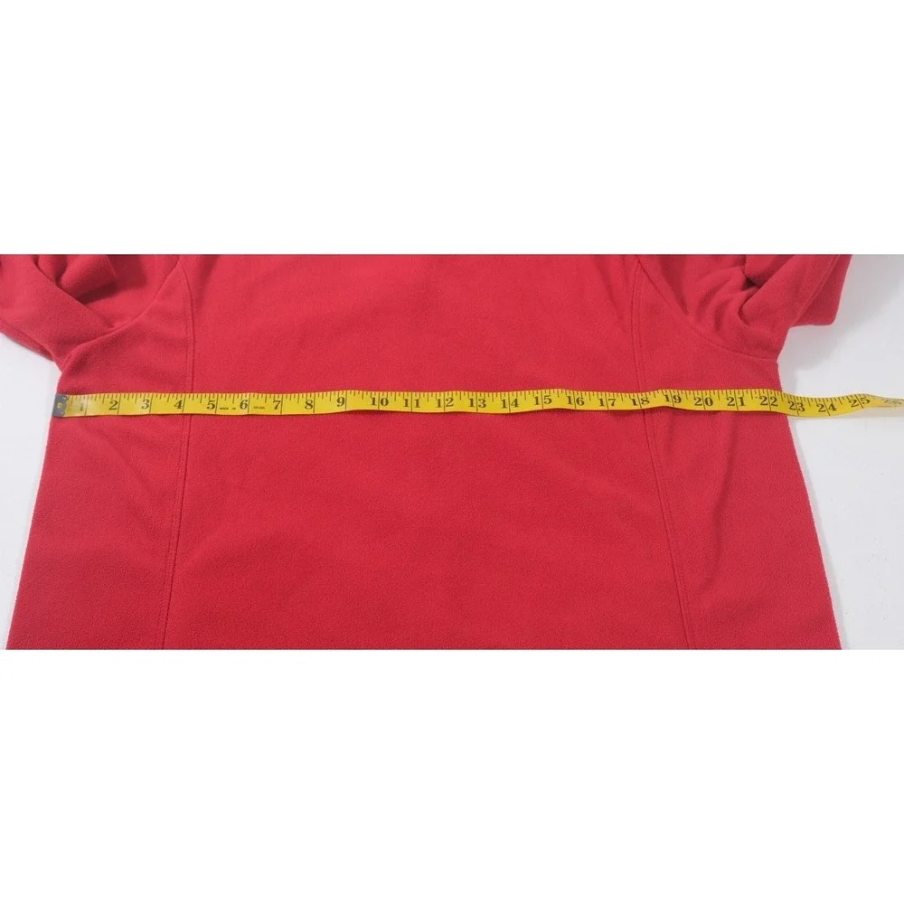 Lands' End Jacket Womens L Red Fleece Full Zip‎ Mock Neck Solid Pocket